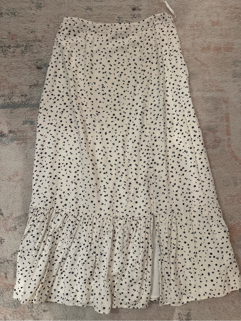 Warehouse Cream Maxi Skirt with Black Floral Print
